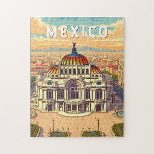 Mexico Illustration Travel Art Vintage Jigsaw Puzzle