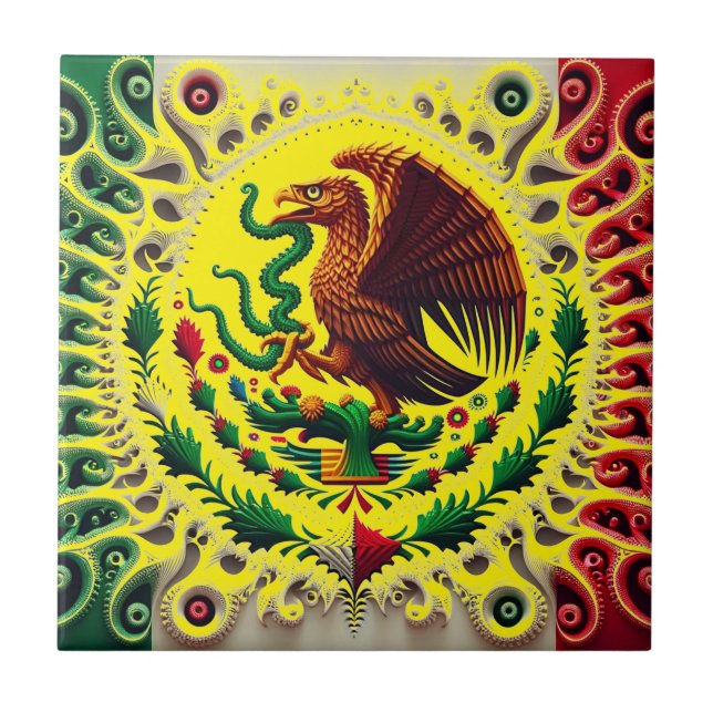 Mexico in Abstractia Ceramic Tile (Front)