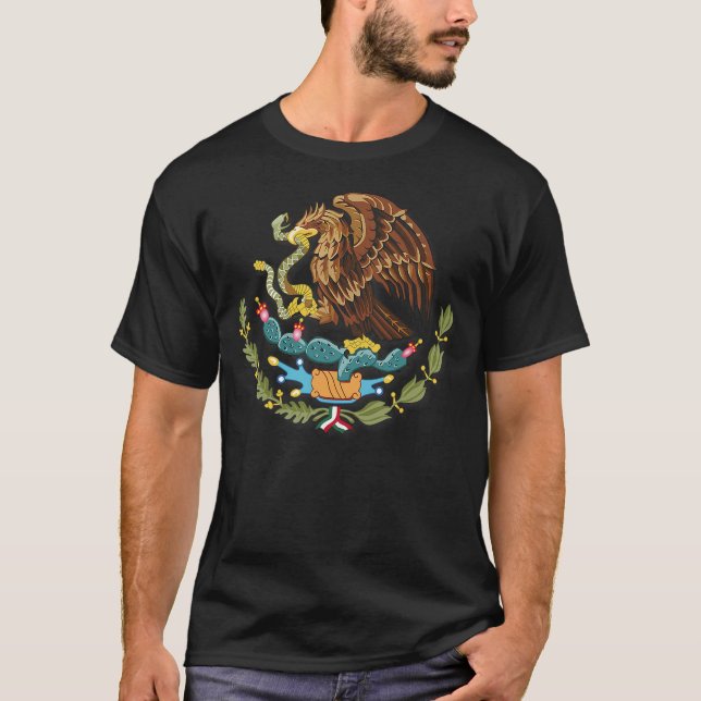 Mexico Independence Eagle Snake Design Cartoon Mex T-Shirt (Front)