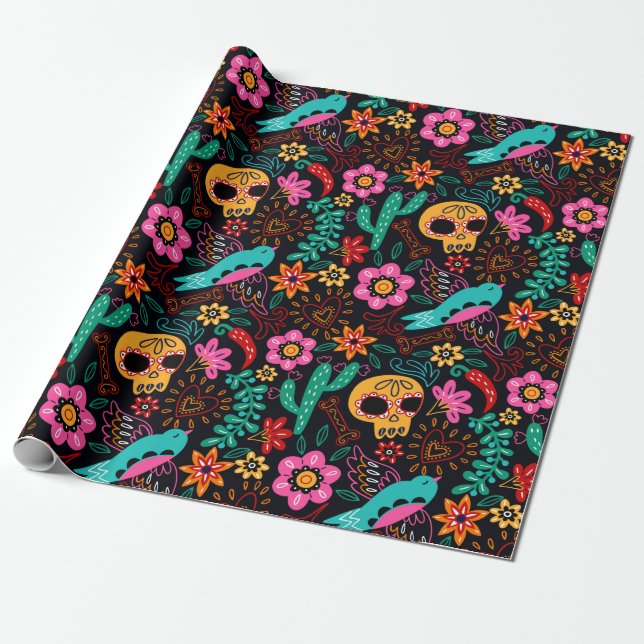 Mexico Inspired Pattern Wrapping Paper (Unrolled)