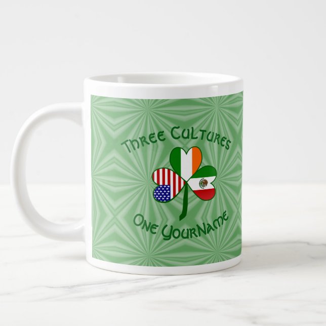 Mexico Ireland USA Shamrock Flag Giant Coffee Mug (Left)