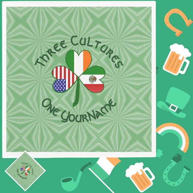 Mexico Ireland USA Shamrock Flag Napkins (Creator Uploaded)