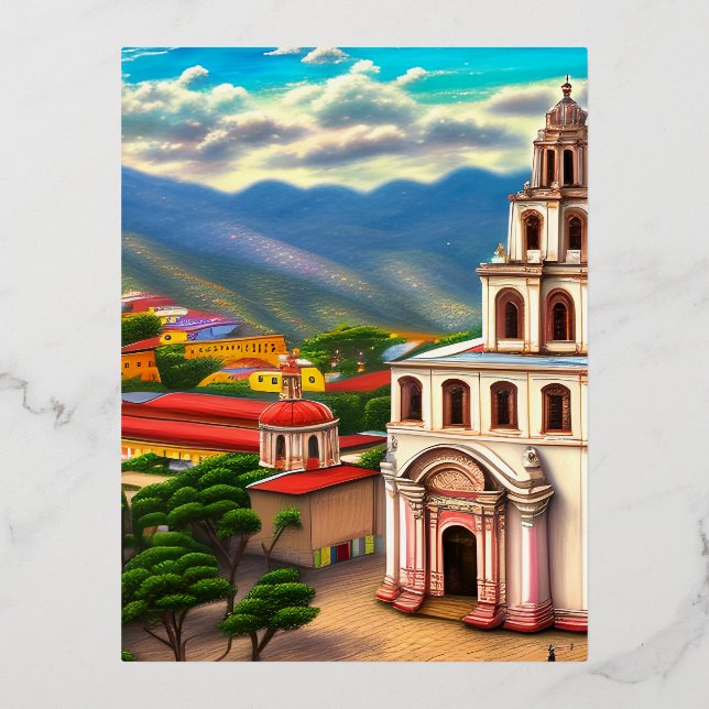 Mexico Landscape Foil Holiday Postcard (Front)