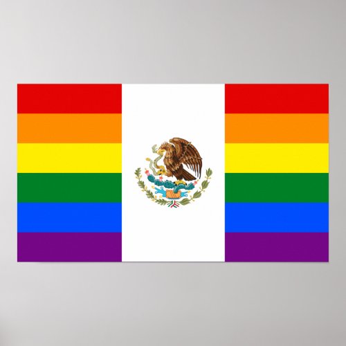 Mexico LGBT Gay Pride Rainbow Flag Poster