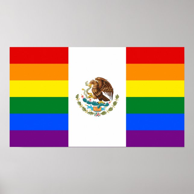 Mexico LGBT Gay Pride Rainbow Flag Poster (Front)