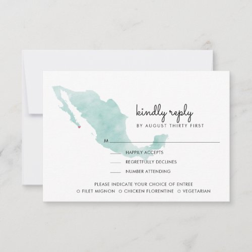 Mexico Map  Cabo  Kindly Reply  Meal Options RS RSVP Card