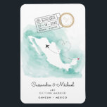 Mexico Map | Cancun | Destination Wedding Magnet<br><div class="desc">This save the date magnet is the perfect way to announce your destination wedding plans! It features a map of Mexico on a watercolor background with a little heart on map near Cancun. There are two passport cancellation stamps that reveal the date of your big day. All the important wedding...</div>