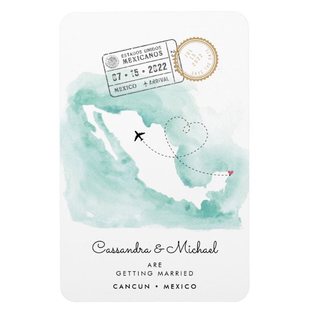 Mexico Map | Cancun | Destination Wedding Magnet (Vertical)