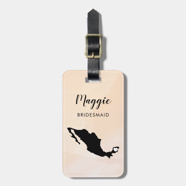 Mexico Map Luggage Tag, Wedding Party Welcome Tag (Front Vertical)
