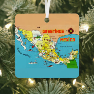 Mexico Map Metal Ornament