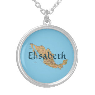 Mexico Map + Name Necklace