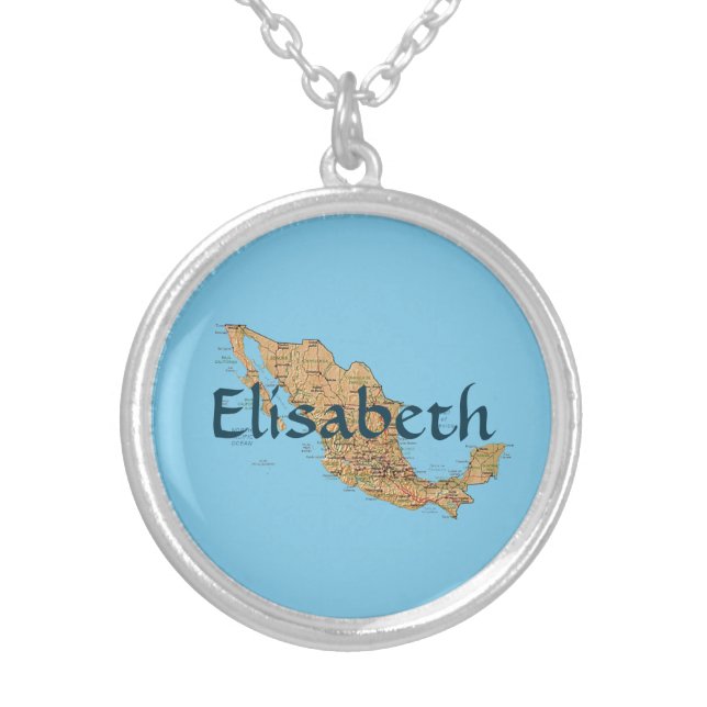 Mexico Map + Name Necklace (Front)