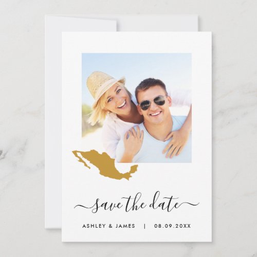 Mexico Map Photo Wedding Save the Date Card