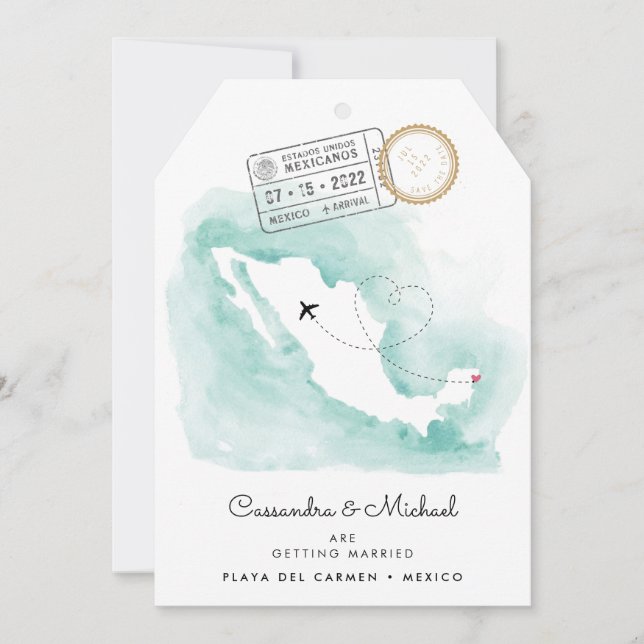 Mexico Map | Playa del Carmen Destination Wedding (Front)