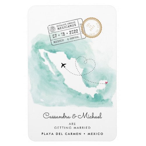 Mexico Map  Playa del Carmen Destination Wedding Magnet