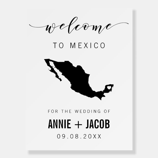 Mexico Map Wedding Welcome Sign, Foam Board (Front)