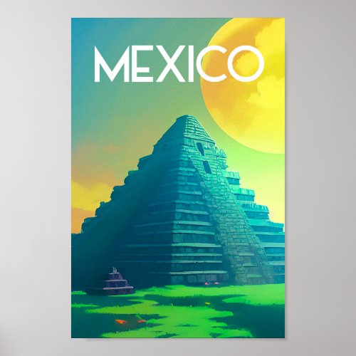 Mexico Mayans pyramid Ai art Poster