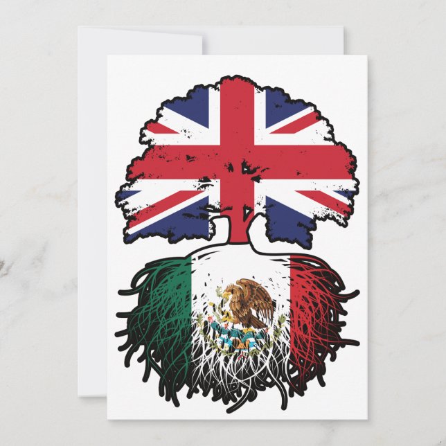 Mexico Mexican British UK Tree Roots Flag Invitation (Front)