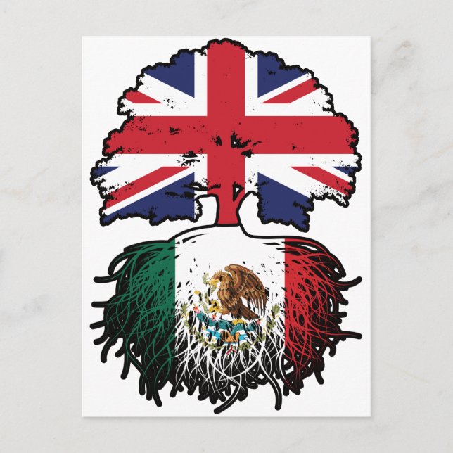 Mexico Mexican British UK Tree Roots Flag Postcard (Front)