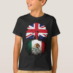 Mexico Mexican British UK Tree Roots Flag T-Shirt