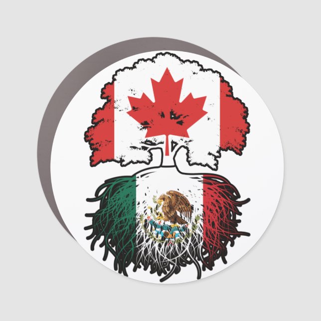 Mexico Mexican Canadian Canada Tree Roots Flag Car Magnet (Front)
