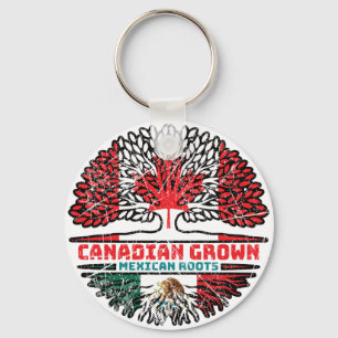 Mexico Mexican Canadian Canada Tree Roots Flag Keychain