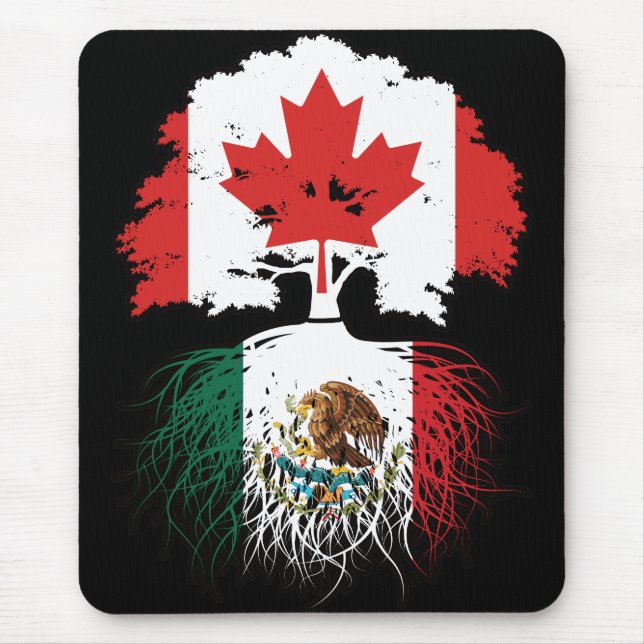 Mexico Mexican Canadian Canada Tree Roots Flag Mouse Pad (Front)