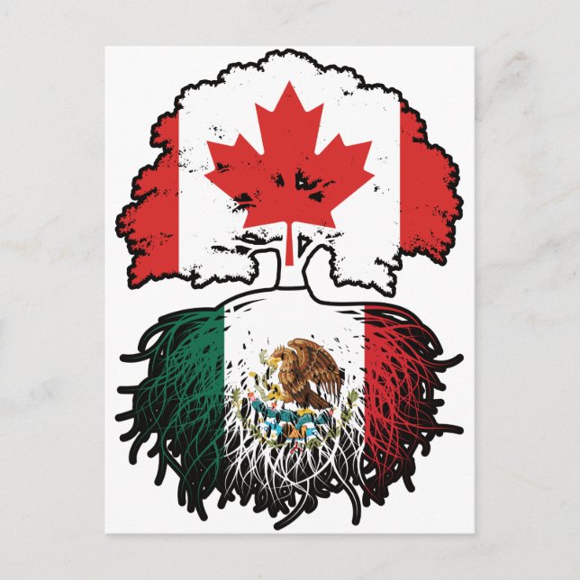 Mexico Mexican Canadian Canada Tree Roots Flag Postcard (Front)