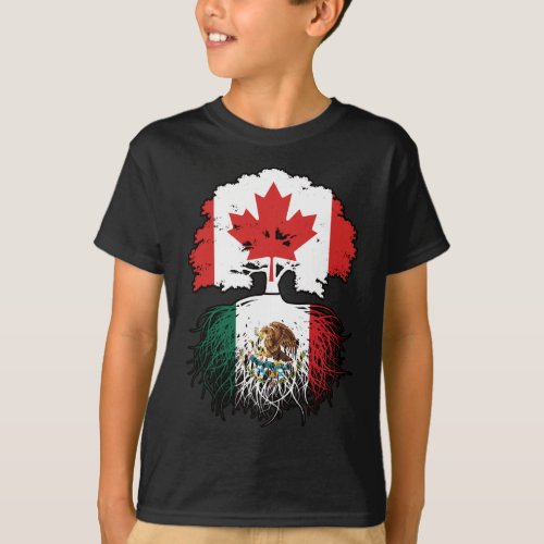 Mexico Mexican Canadian Canada Tree Roots Flag T_Shirt