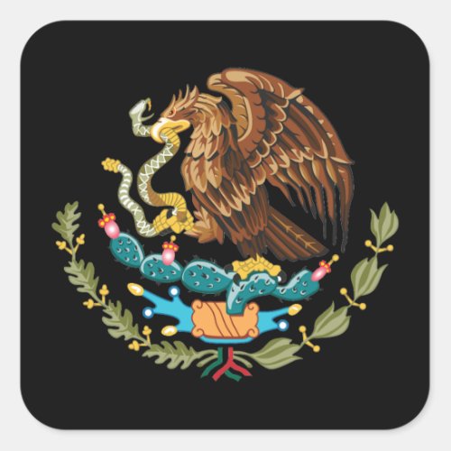 Mexico  Mexican Eagle coat of arms  flag Square Sticker