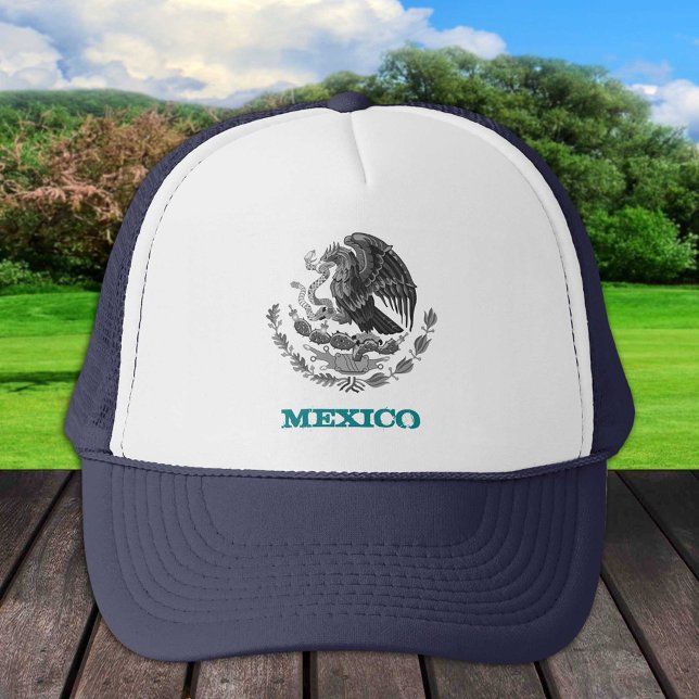 Mexico & Mexican Eagle emblem, flag fashion /black Trucker Hat (Creator Uploaded)