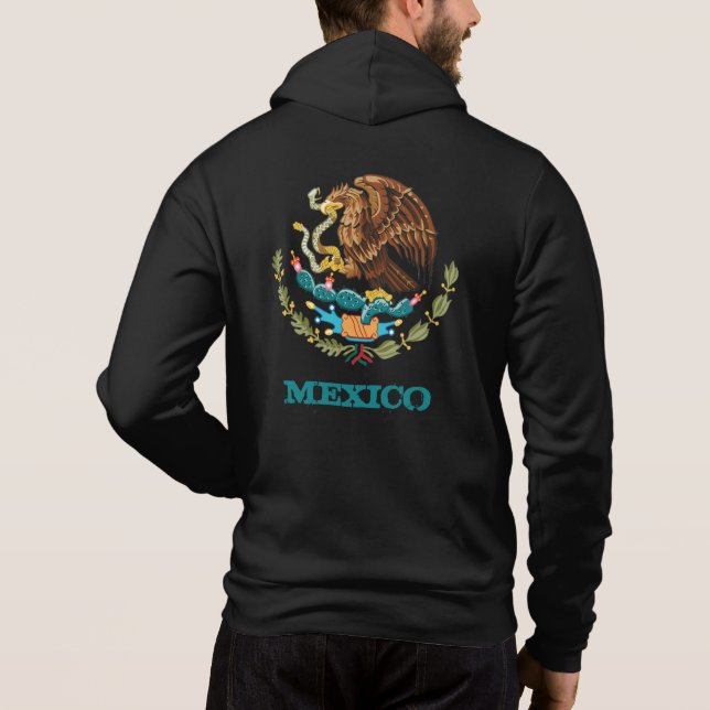 Mexico & Mexican Eagle emblem, flag fashion Hoodie (Back)