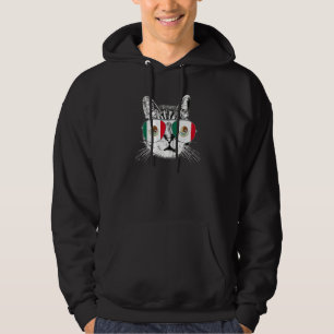 Mexico Mexican Flag Country Roots Cat  Pride Hoodie