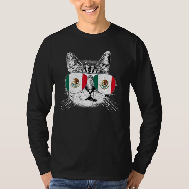 Mexico Mexican Flag Country Roots Cat  Pride T-Shirt (Front)