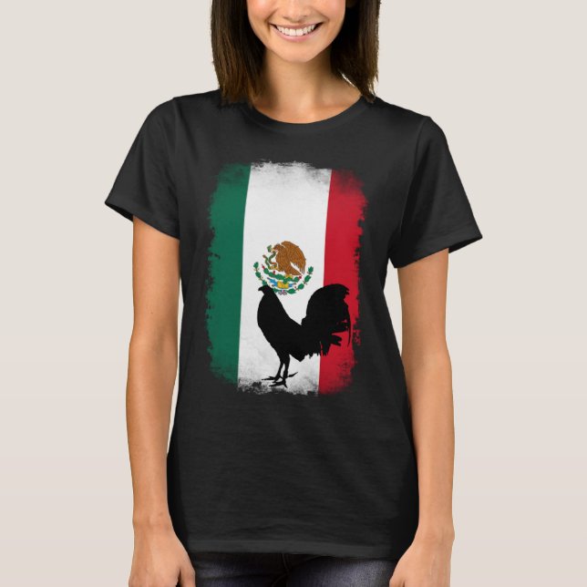 Mexico Mexican flag game fowl rooster gamefowl gal T-Shirt (Front)