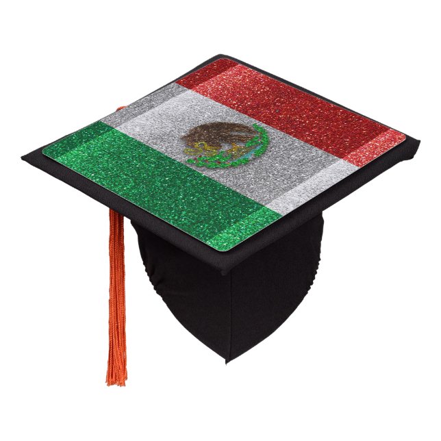 Mexico Mexican Flag Graduate Graduation Glitter Cap Topper (Angled)