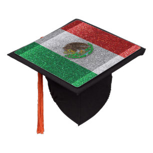 Mexico Mexican Flag Graduate Graduation Glitter Graduation Cap Topper