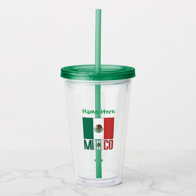 Mexico Mexican Flag Green Personalization  Acrylic Tumbler (Front)