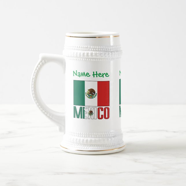 Mexico Mexican Flag Green Personalization  Beer Stein (Left)