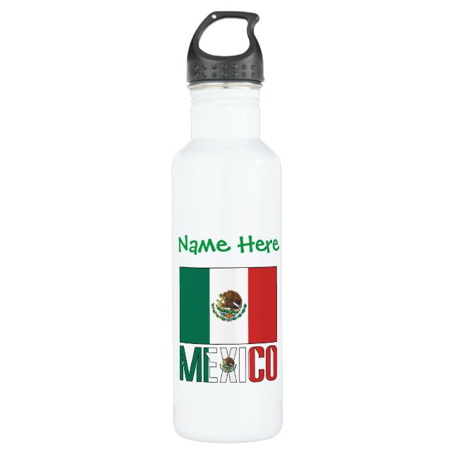 Mexico Mexican Flag Green Personalization  Stainless Steel Water Bottle (Front)