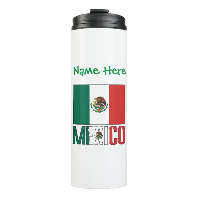 Mexico Mexican Flag Green Personalization  Thermal Tumbler (Front)
