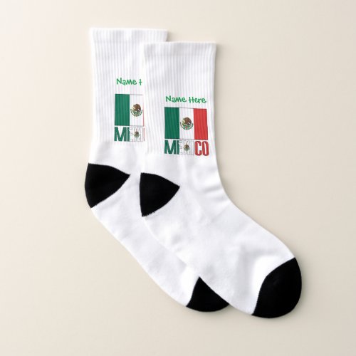 Mexico Mexican Flag Green Personalized Mens Socks