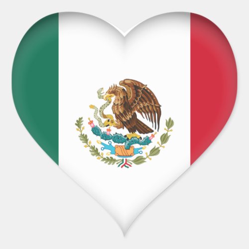 Mexico Mexican Flag Heart Sticker
