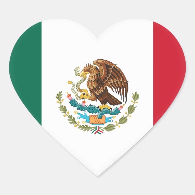 Mexico (Mexican) Flag Heart Sticker (Front)