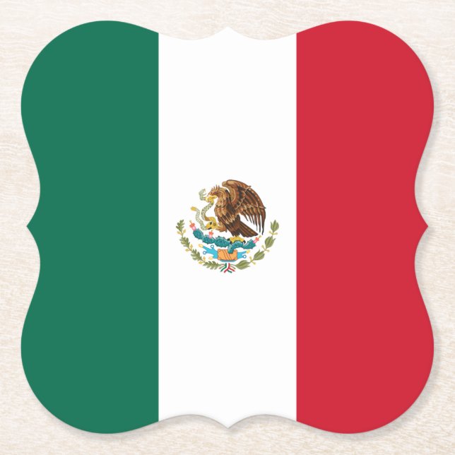 Mexico (Mexican) Flag Paper Coaster (Front)