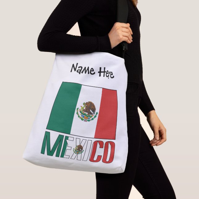 Mexico Mexican Flag Personalized  Crossbody Bag (Close Up)