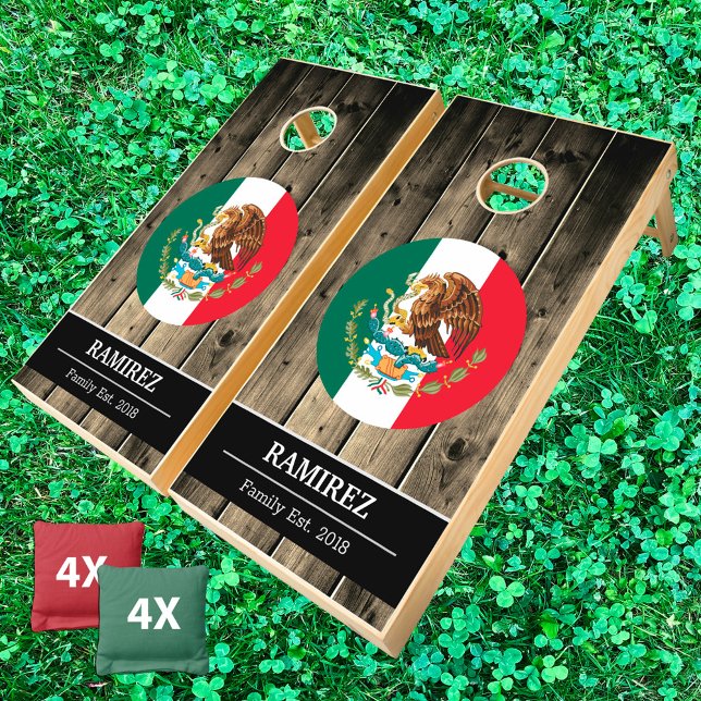 Mexico & Mexican Flag Rustic Wood / Family fun Cornhole Set (Creator Uploaded)