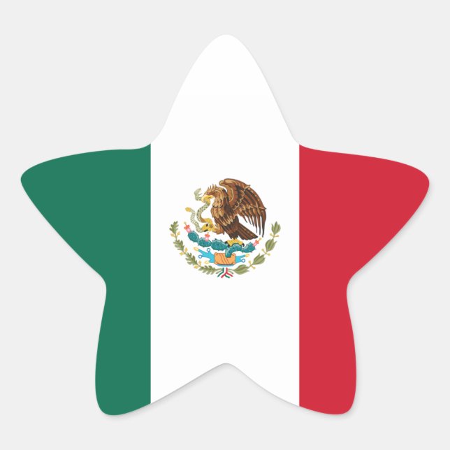 Mexico/Mexican Flag Star Sticker (Front)