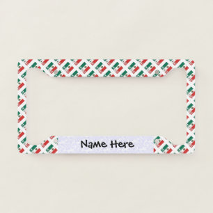Mexico Mexican Flag Tiled Black Personalization  License Plate Frame