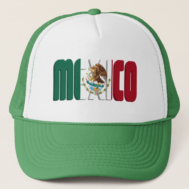  MEXICO Mexican Flag Trucker Hat (Front)